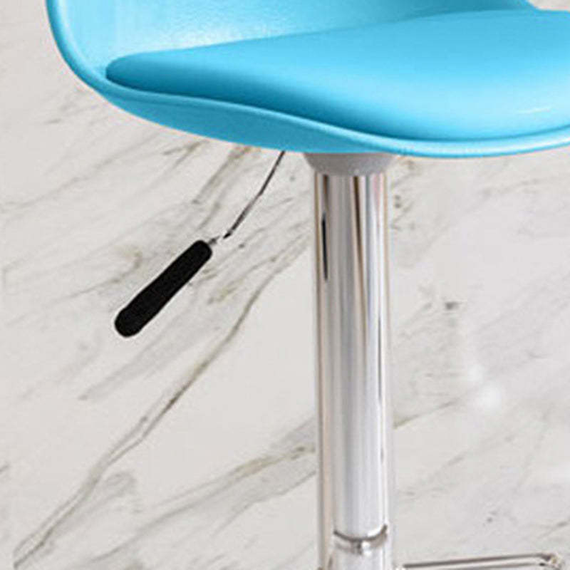 Minimalist Metal Plastic Leather Swivel Liftable Bar Stool — With Footrest / Orange
