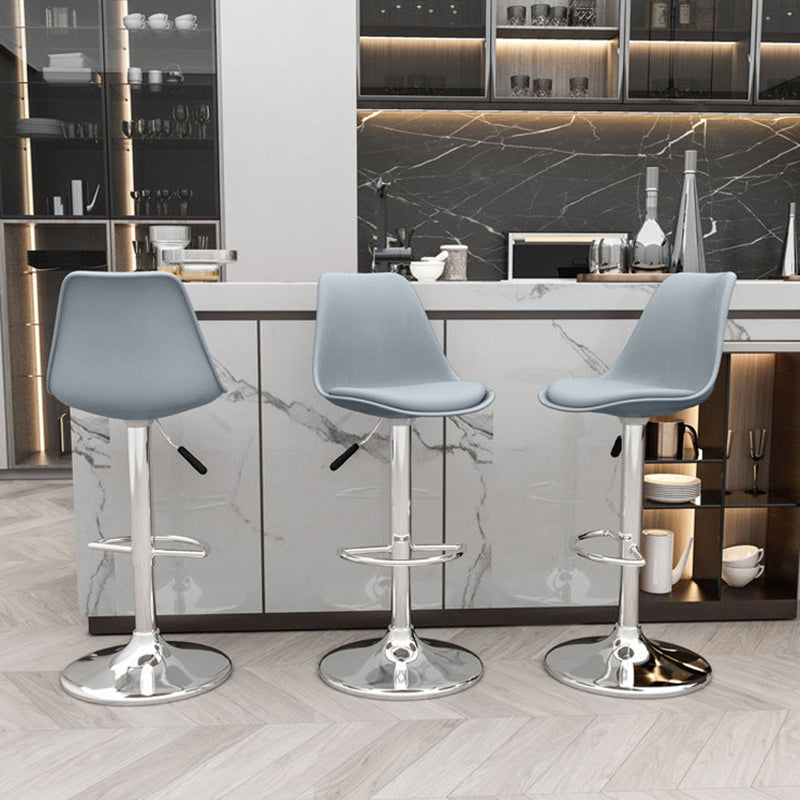 Minimalist Metal Plastic Leather Swivel Liftable Bar Stool — Without Footrest / Blue