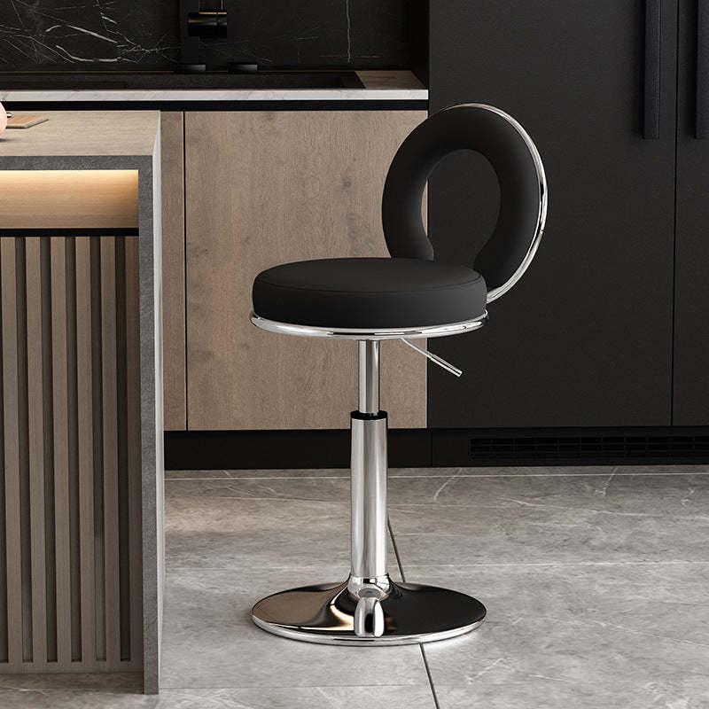 Minimalist Leather Openwork Bar Stool — Gold / Black