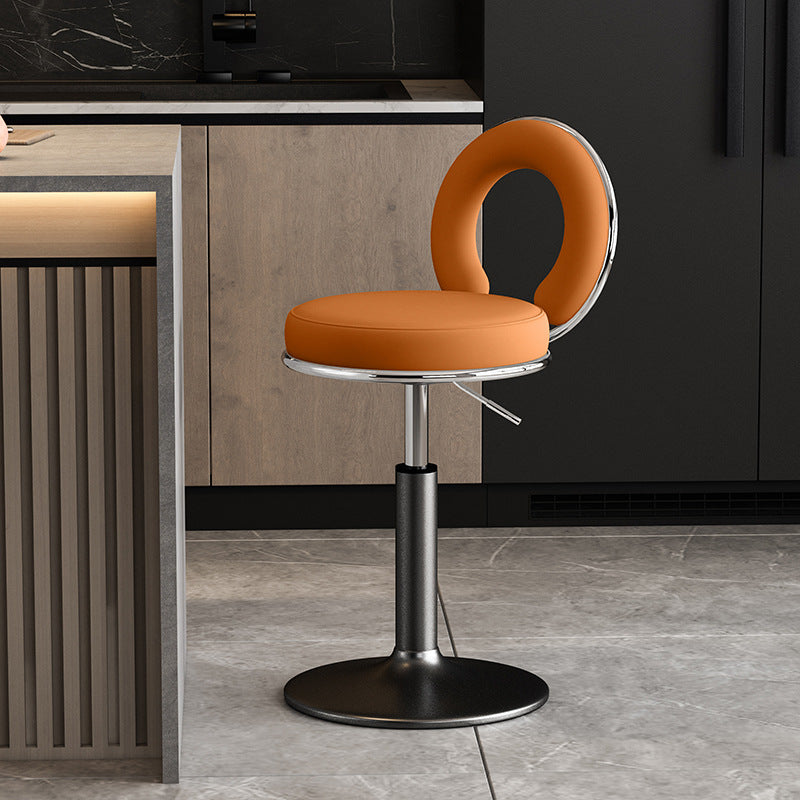 Minimalist Leather Openwork Bar Stool — Gold / Green