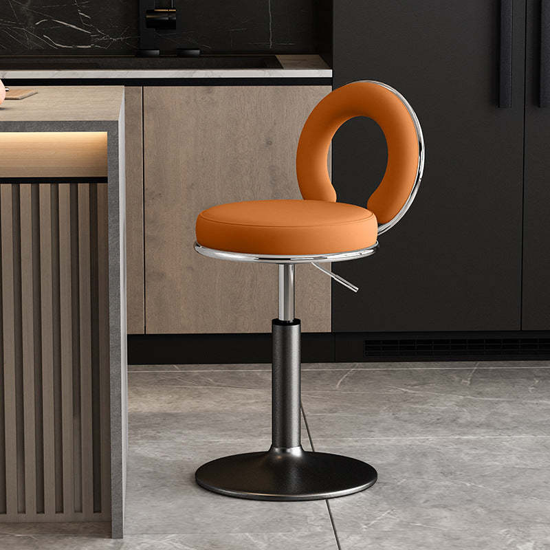 Minimalist Leather Openwork Bar Stool — Gold / Green