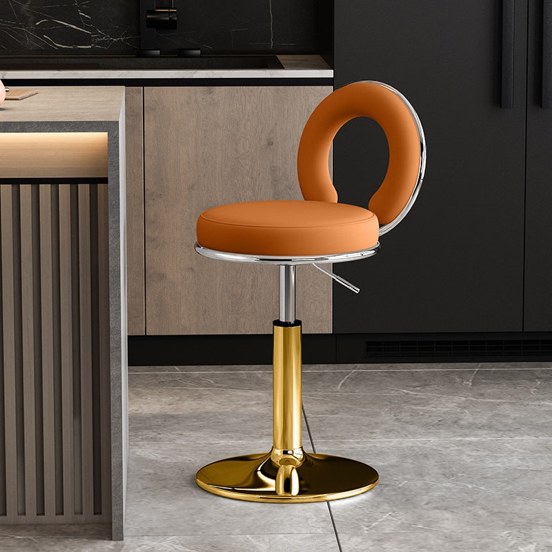 Minimalist Leather Openwork Bar Stool — Black / White