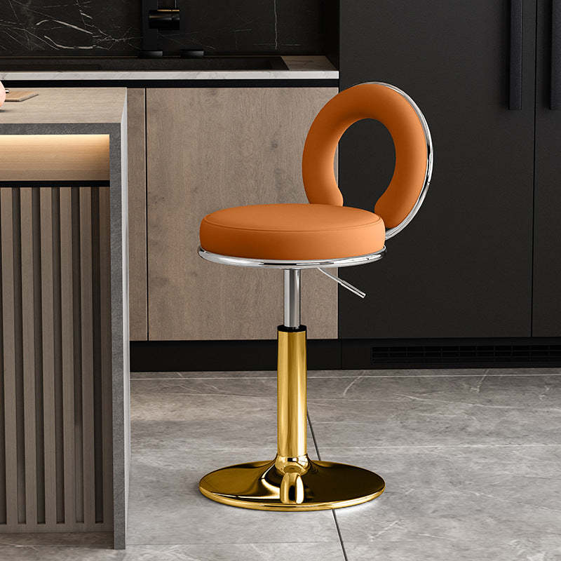 Minimalist Leather Openwork Bar Stool — Black / White