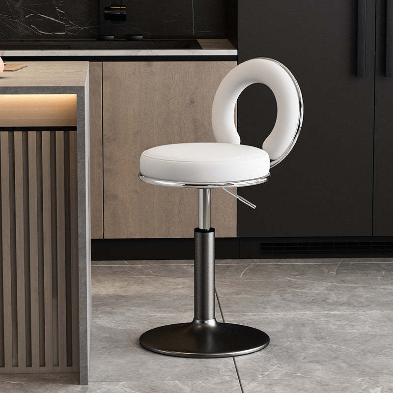 Gray leather openwork bar & counter stools - minimalist — Seat H 24.8"-32.7" x 24.8" H / White / Black
