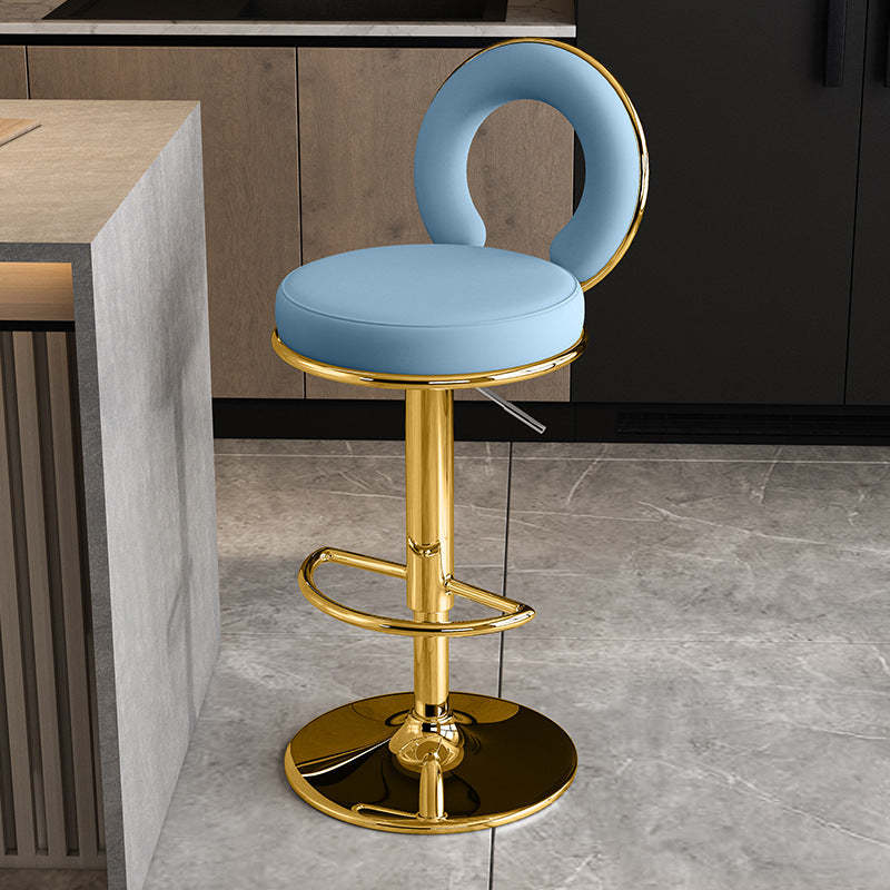 Minimalist Leather Openwork Bar Stool — Chrome / White