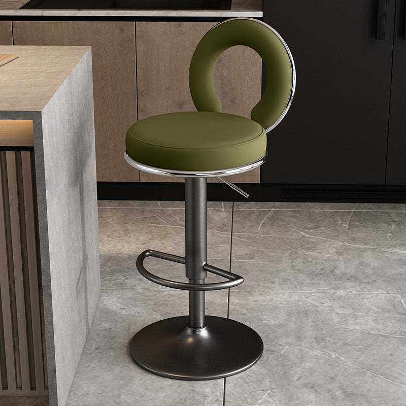 Minimalist Leather Openwork Bar Stool — Chrome / Black