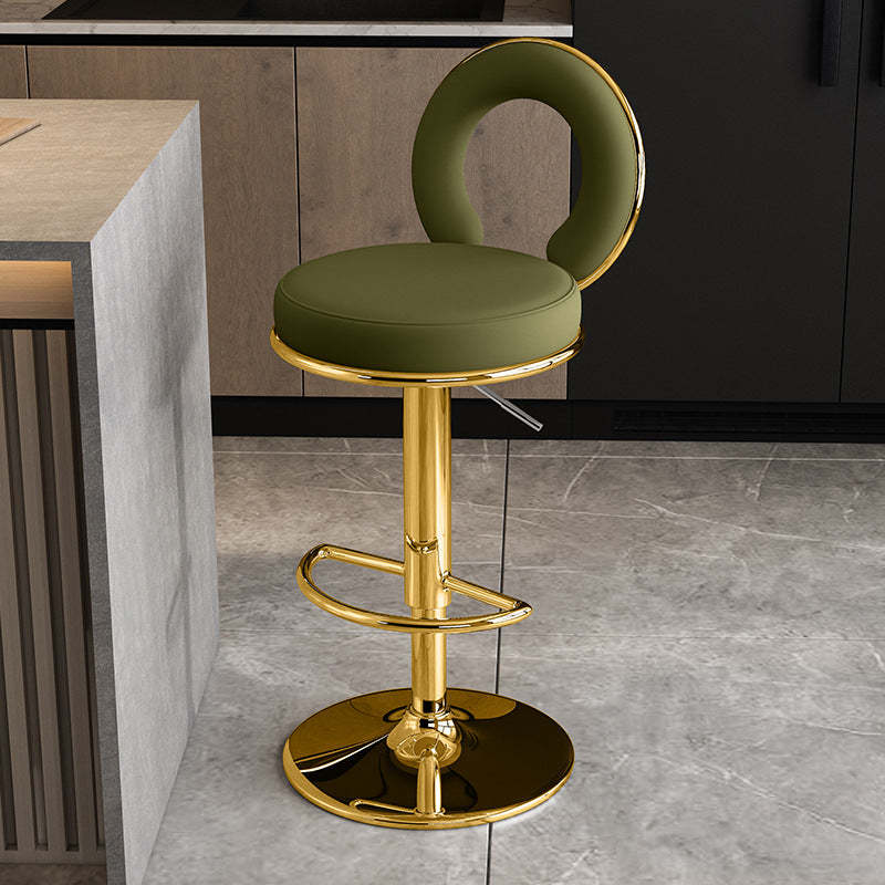 Minimalist Leather Openwork Bar Stool — Chrome / Blue