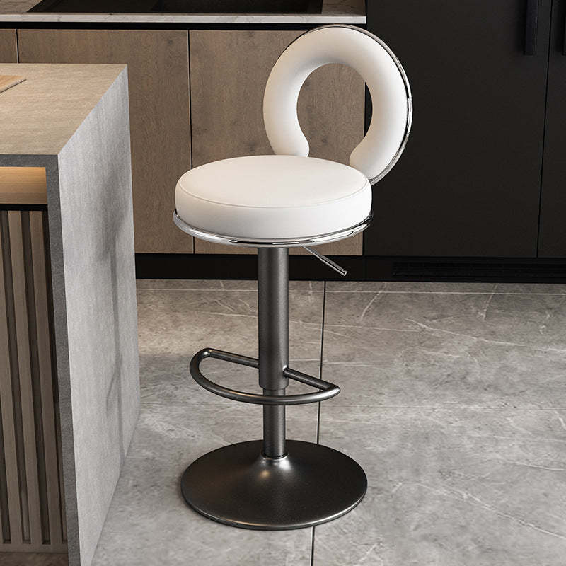 Minimalist Leather Openwork Bar Stool — Gold / White