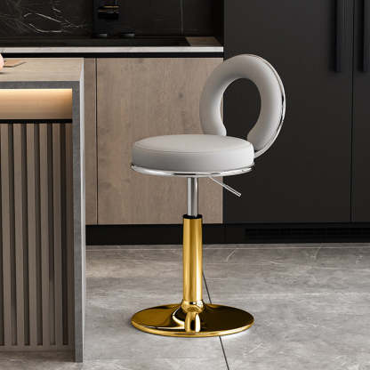 Minimalist Leather Openwork Bar Stool — Chrome / Green