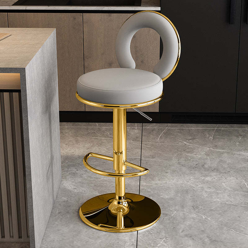 Minimalist Leather Openwork Bar Stool — Gold / Black