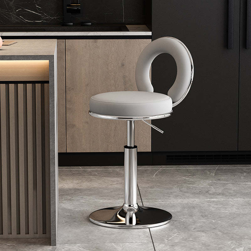 Minimalist Leather Openwork Bar Stool — Gold / White