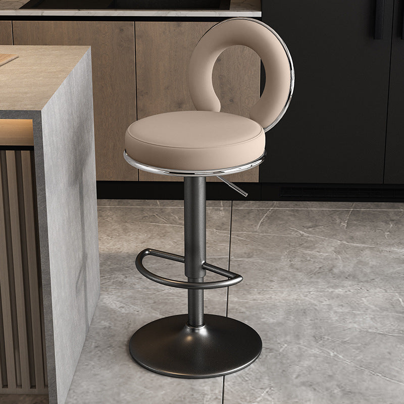 Minimalist Leather Openwork Bar Stool — Gold / Green