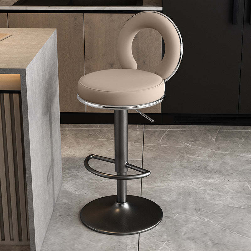 Minimalist Leather Openwork Bar Stool — Gold / Green