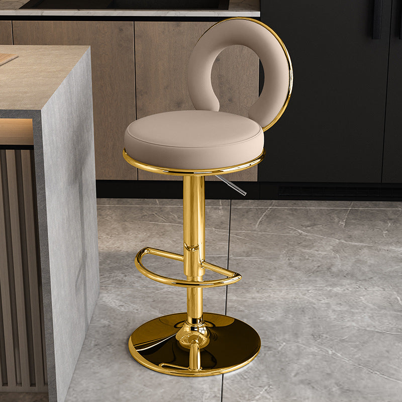 Minimalist Leather Openwork Bar Stool