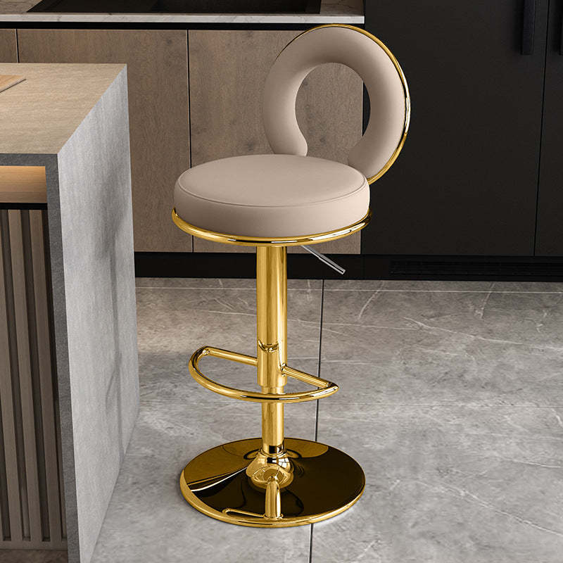 Minimalist Leather Openwork Bar Stool
