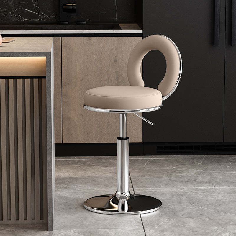 Minimalist Leather Openwork Bar Stool — Gold / Blue