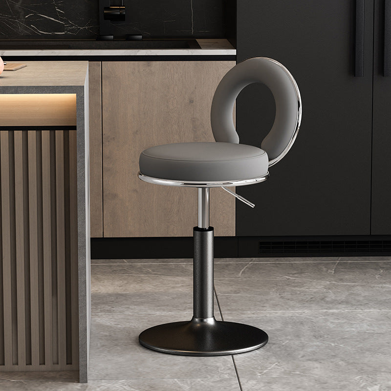 Minimalist Leather Openwork Bar Stool