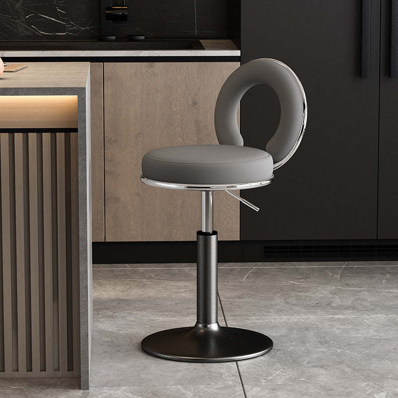 Minimalist Leather Openwork Bar Stool