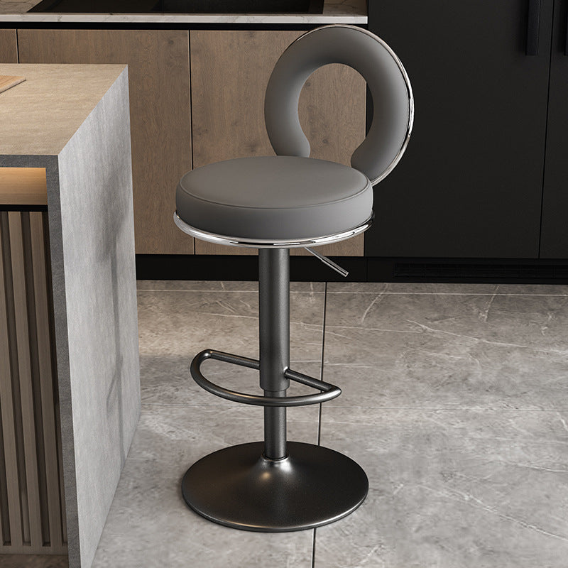 Minimalist Leather Openwork Bar Stool