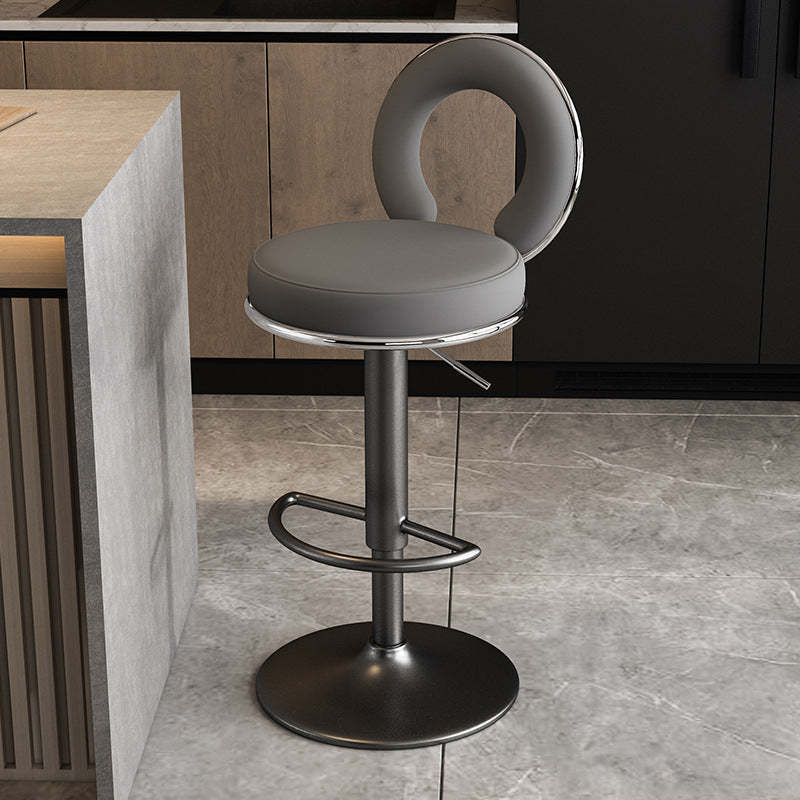 Minimalist Leather Openwork Bar Stool