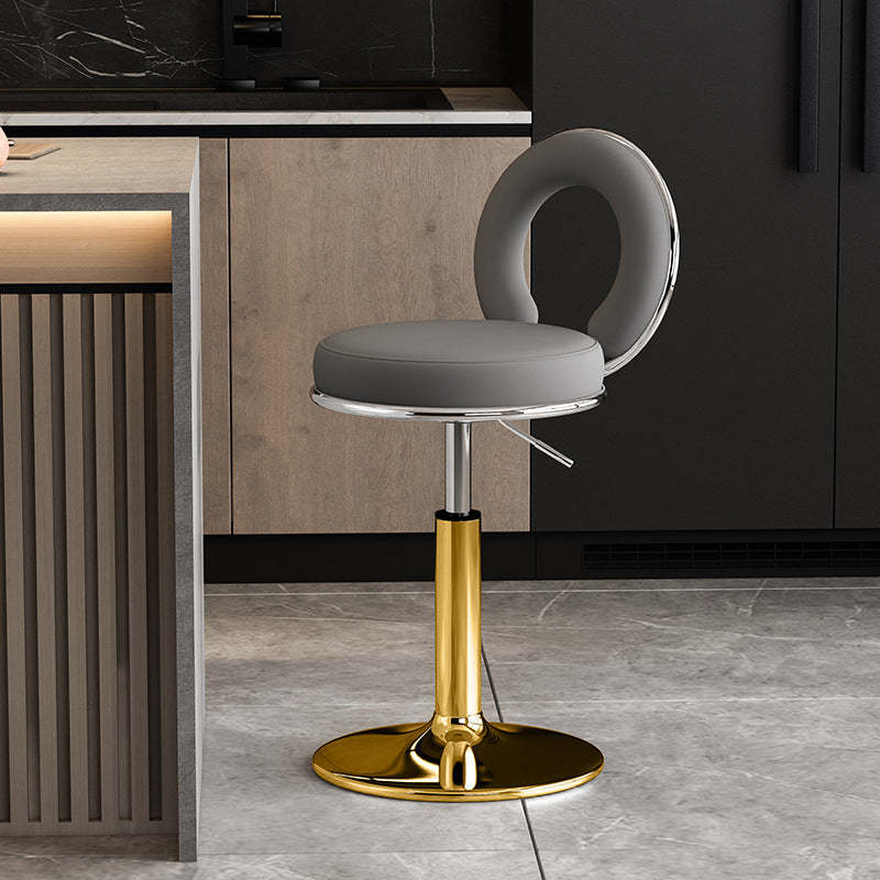 Minimalist Leather Openwork Bar Stool