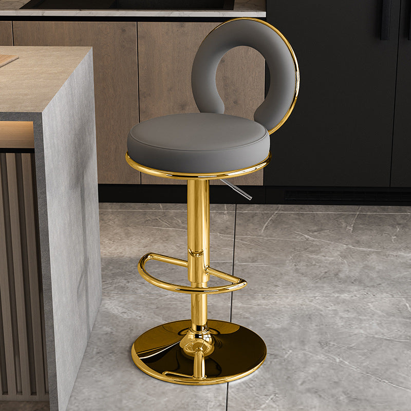 Minimalist Leather Openwork Bar Stool