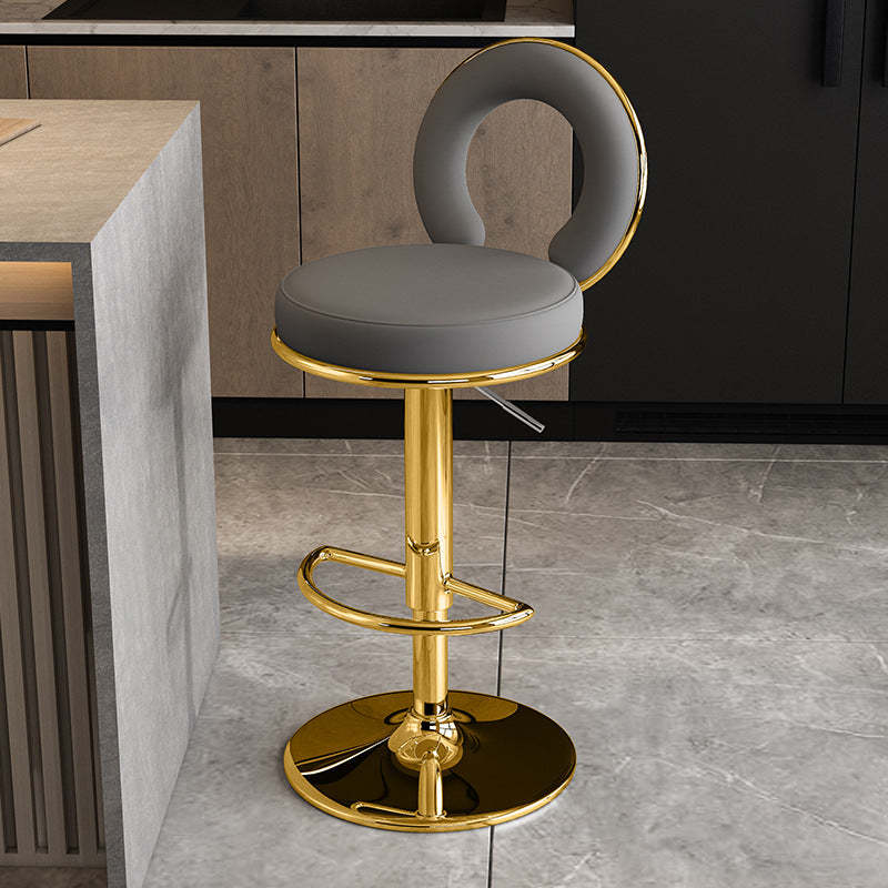 Minimalist Leather Openwork Bar Stool