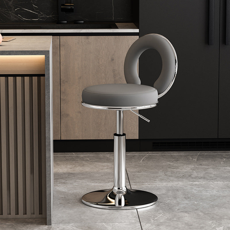 Minimalist Leather Openwork Bar Stool