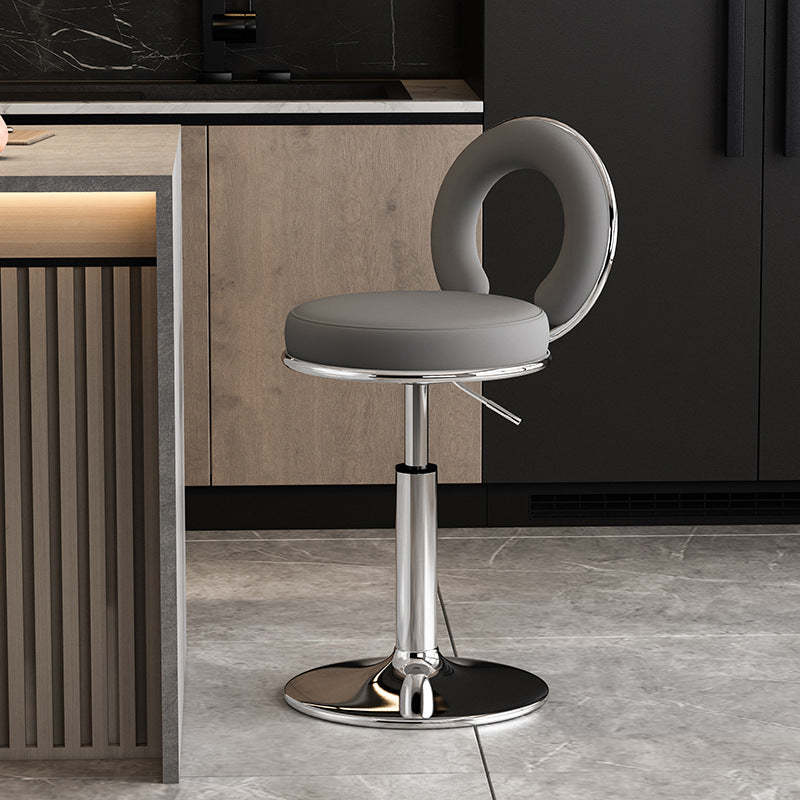 Minimalist Leather Openwork Bar Stool