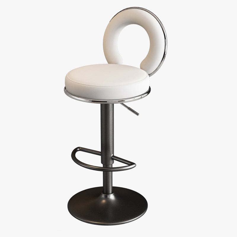 Minimalist Leather Openwork Bar Stool