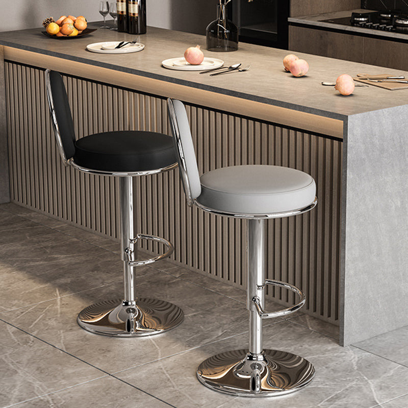 Minimalist Leather Openwork Bar Stool