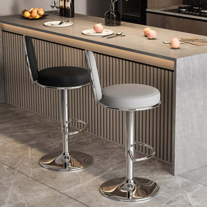 Minimalist Leather Openwork Bar Stool — Black / White