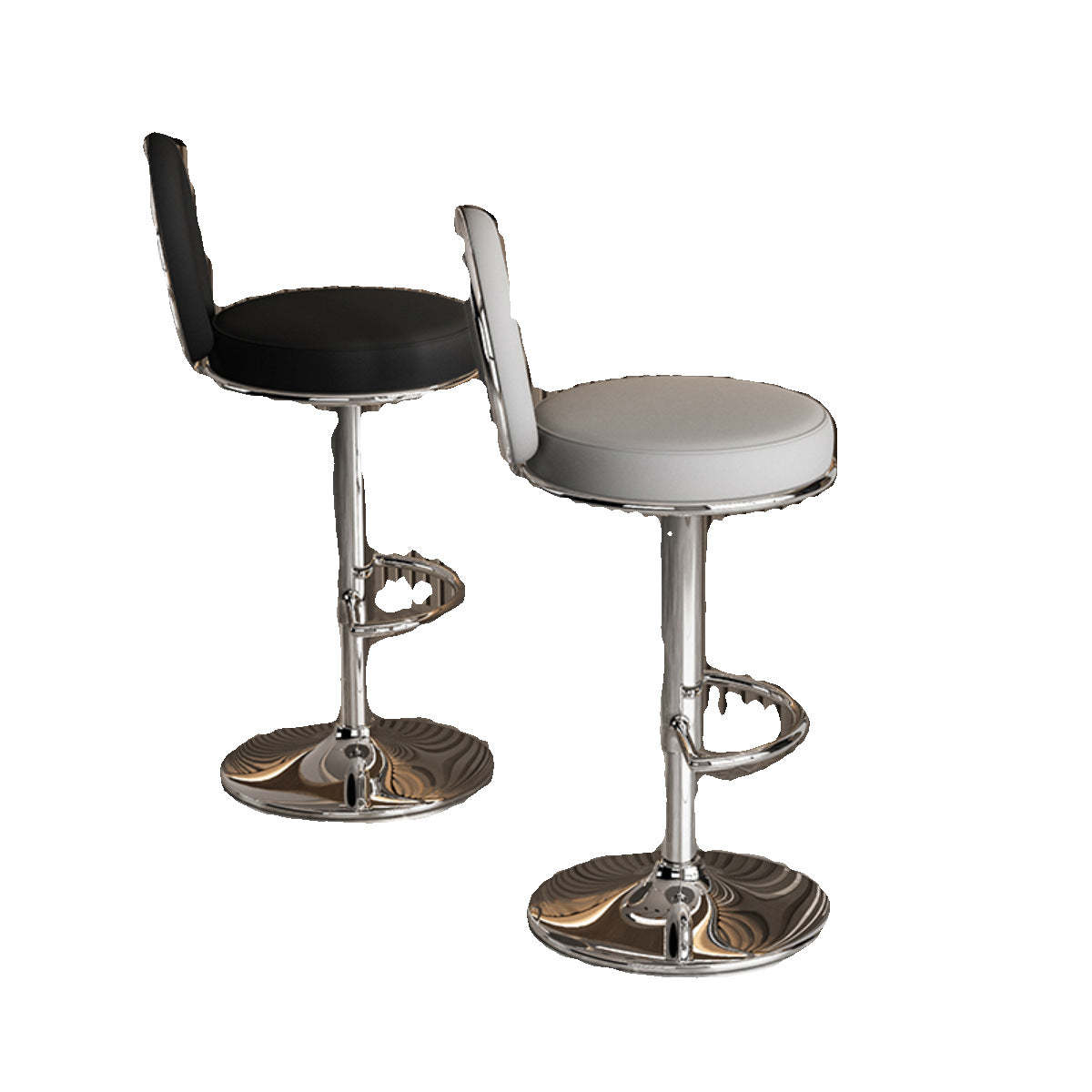 Minimalist Leather Openwork Bar Stool