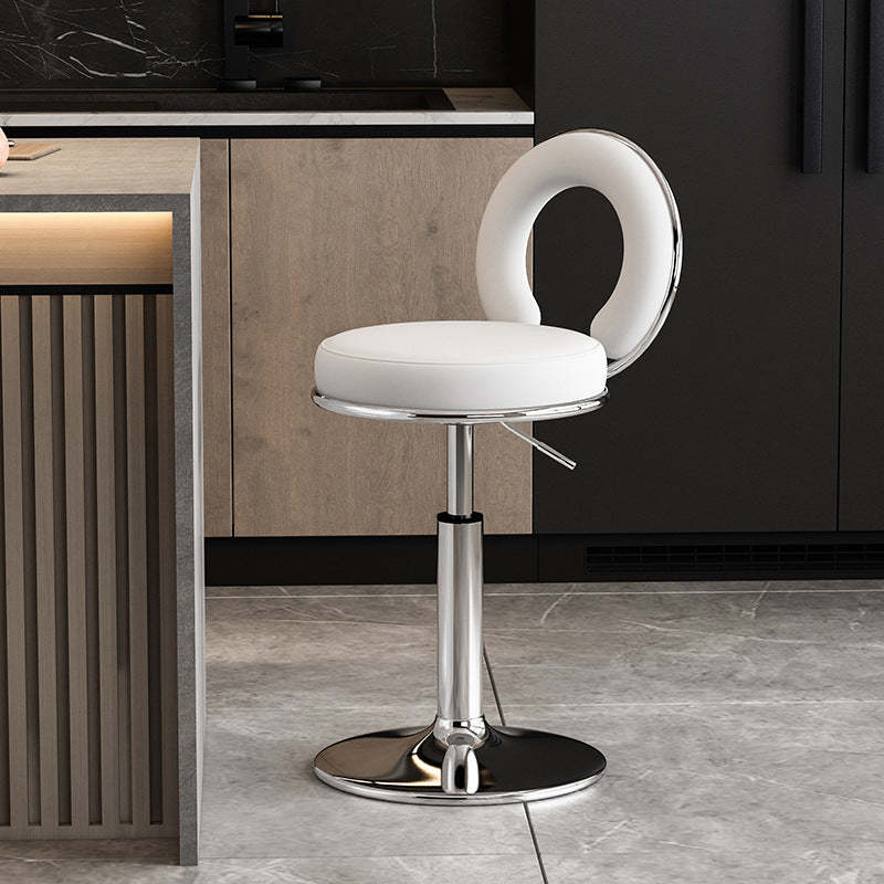 Minimalist Leather Openwork Bar Stool — Chrome / Green