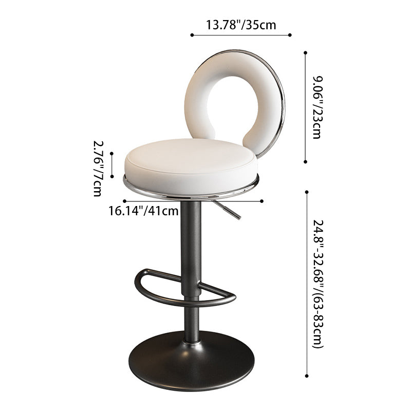 Minimalist Leather Openwork Bar Stool — Chrome / Light Brown