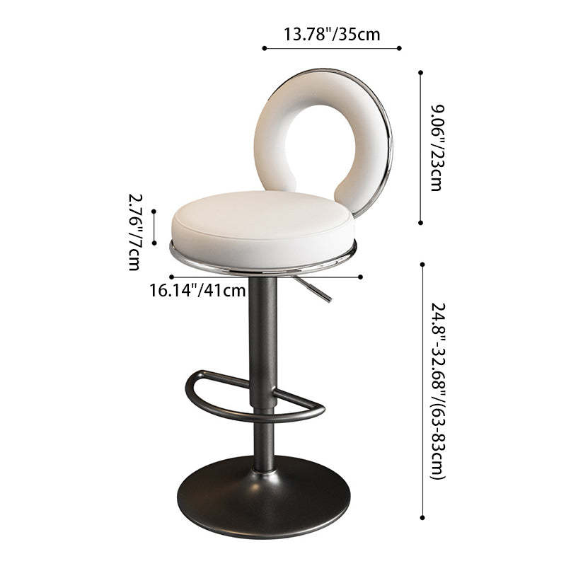 Minimalist Leather Openwork Bar Stool — Chrome / Light Brown