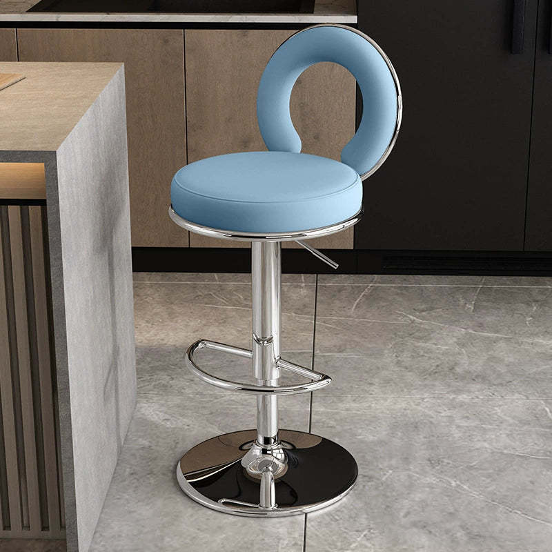 Minimalist Leather Openwork Bar Stool — Black / Orange