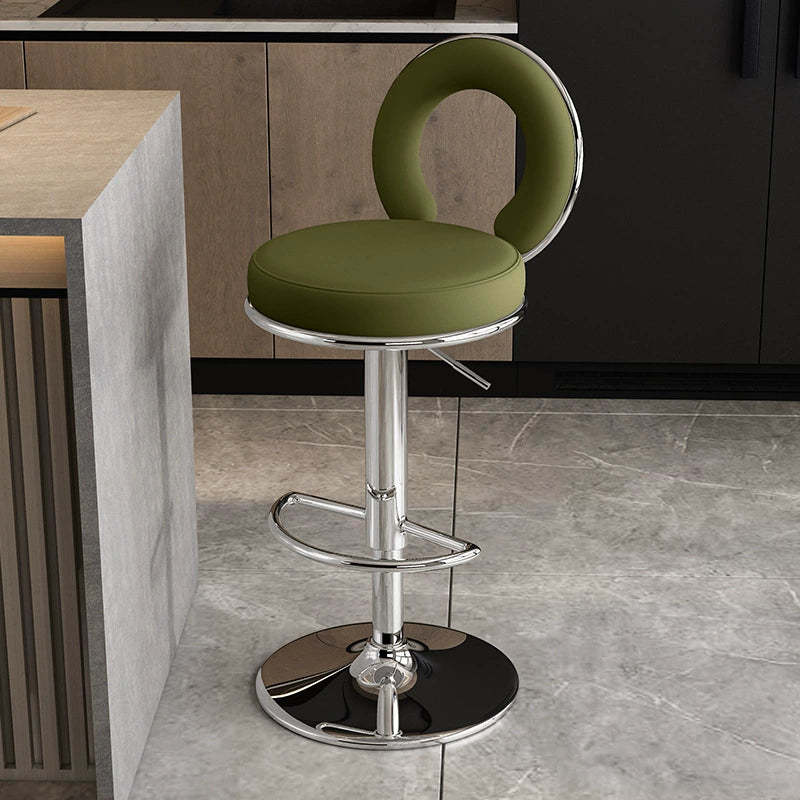 Minimalist Leather Openwork Bar Stool — Black / Blue