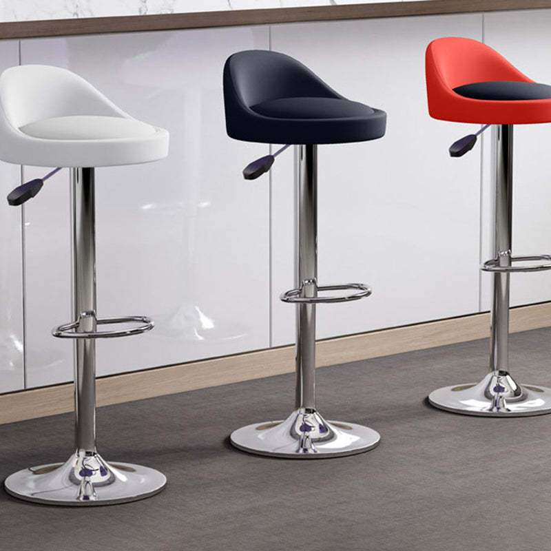Modern Leather Metal Swivel Bar Stool — Blue