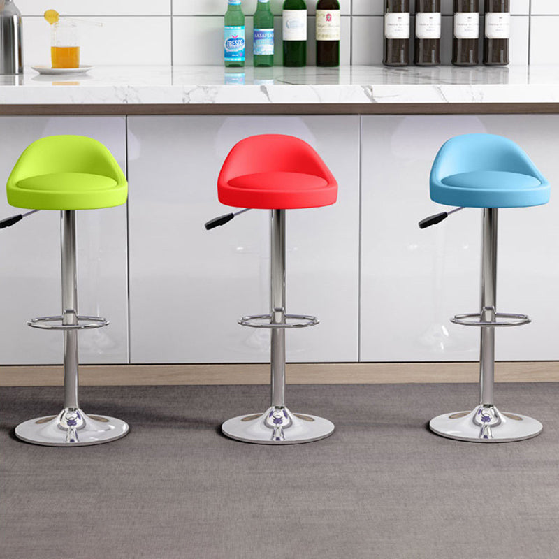 Modern Leather Metal Swivel Bar Stool — Red Backrest + Black Seat
