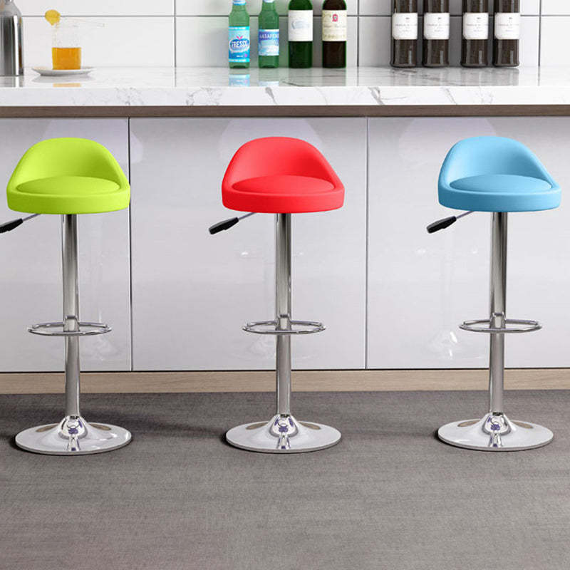 Modern Leather Metal Swivel Bar Stool — Red Backrest + Black Seat
