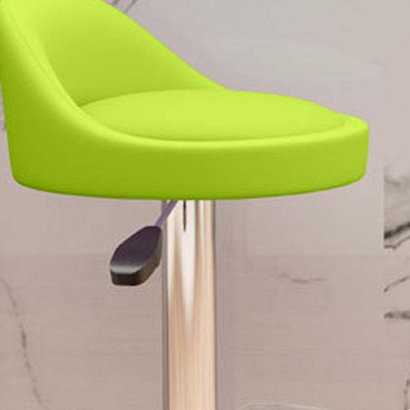 Modern Leather Metal Swivel Bar Stool — Green