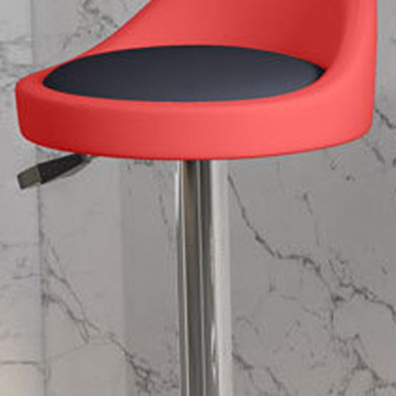 Modern Leather Metal Swivel Bar Stool — Red