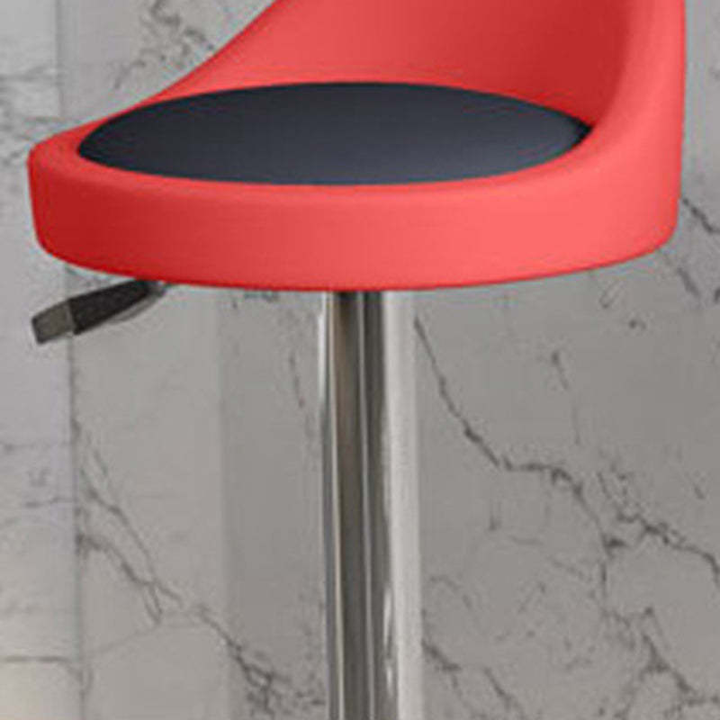 Modern Leather Metal Swivel Bar Stool — Red