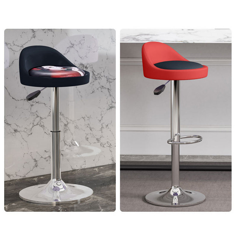Modern Leather Metal Swivel Bar Stool — Black + Woman