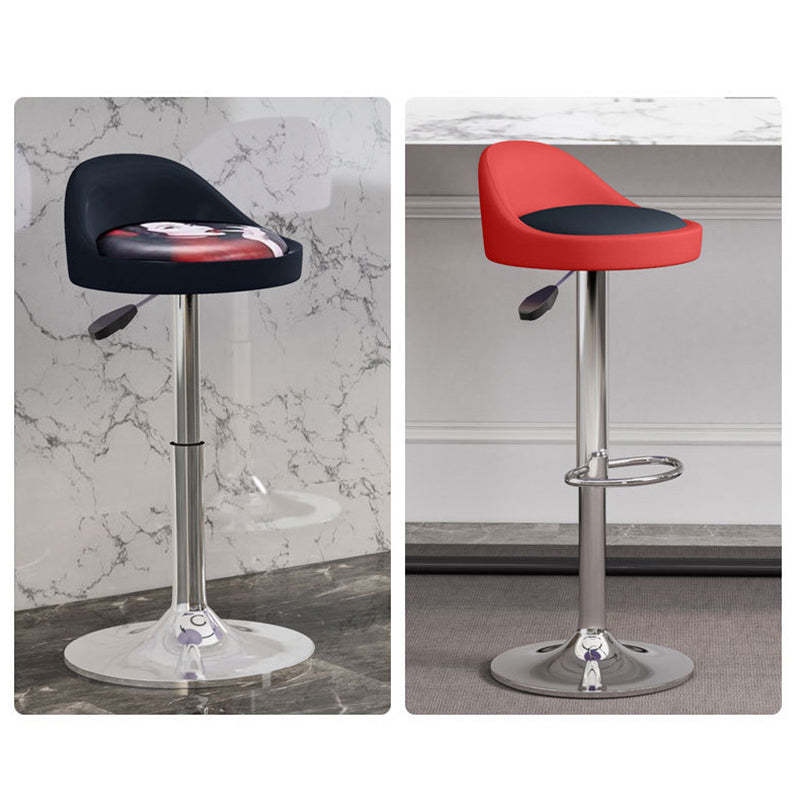 Modern Leather Metal Swivel Bar Stool — Black + Woman