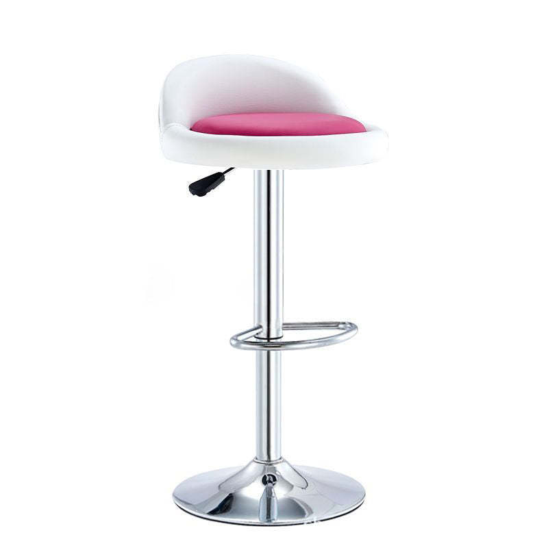 Modern Leather Metal Swivel Bar Stool — Blue