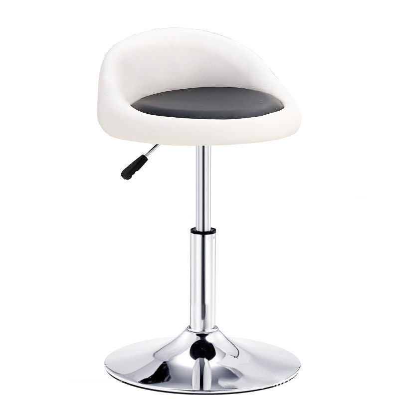 Modern Leather Metal Swivel Bar Stool — Gray