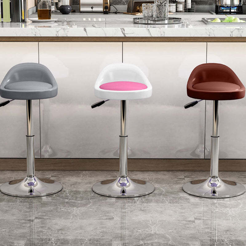 Modern Leather Metal Swivel Bar Stool — White Backrest + Black Seat