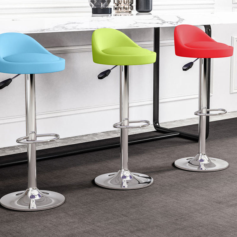 Modern Leather Metal Swivel Bar Stool — Black + Woman
